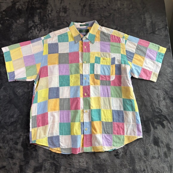 Vtg Orvis Mens XL‎ Patchwork Quilted Short Sleeve Button Up Shirt 100% Cotton - Picture 2 of 11